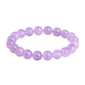 Lavender amethyst bracelet with round beads in a water ripple pattern, showing cream body and transparent colour options.