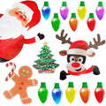 Magnetic Christmas light bulb reflective decal set with 24 bulbs and 12 wires for metal surfaces