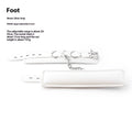 White PU sponge bondage restraint set showing handcuffs, foot cuffs, and a neck scarf.