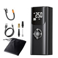 Car portable wireless tyre inflator 80W ABS air pump with pressure gauge and warning light in black