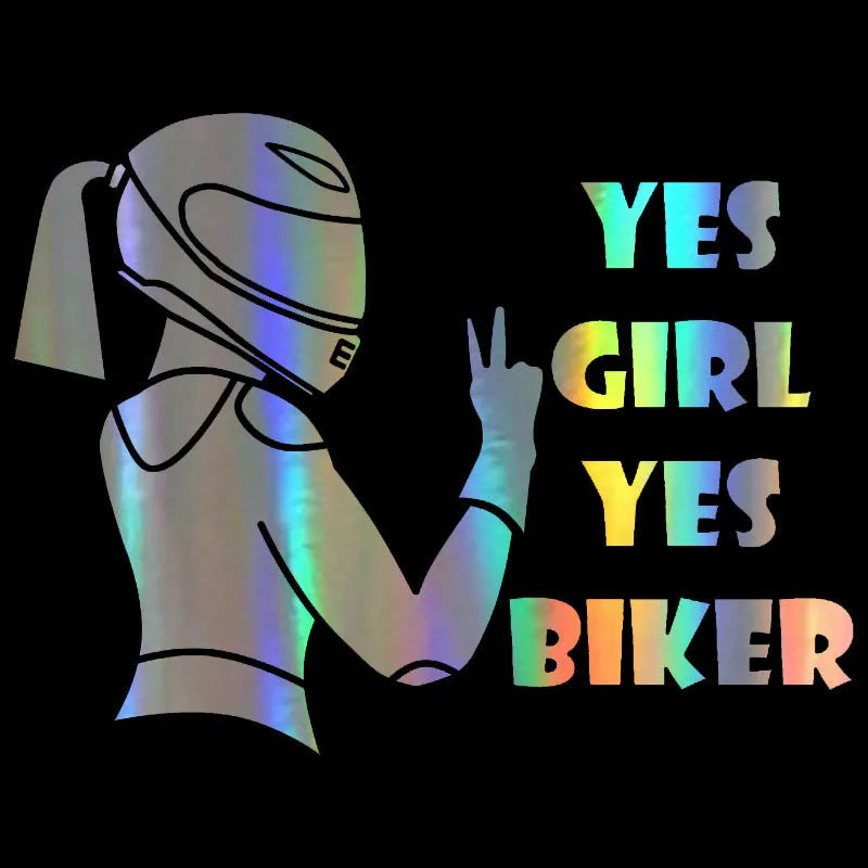 Cool Girl Rider character car waterproof sticker measuring 16cm by 15cm
