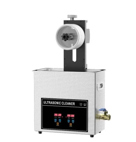 Single-slot ultrasonic cleaning machine for disc and vinyl record maintenance with control panel.