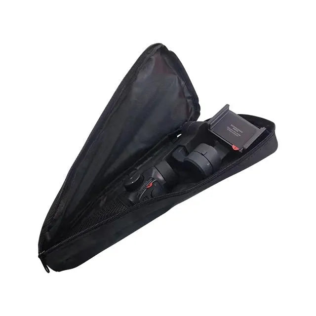 Black cloth portable storage bag for mobile phone stabiliser accessories and gimbal components