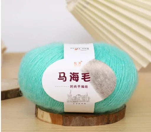 Hand-woven mohair wool ball for DIY scarf knitting projects in multiple colour options