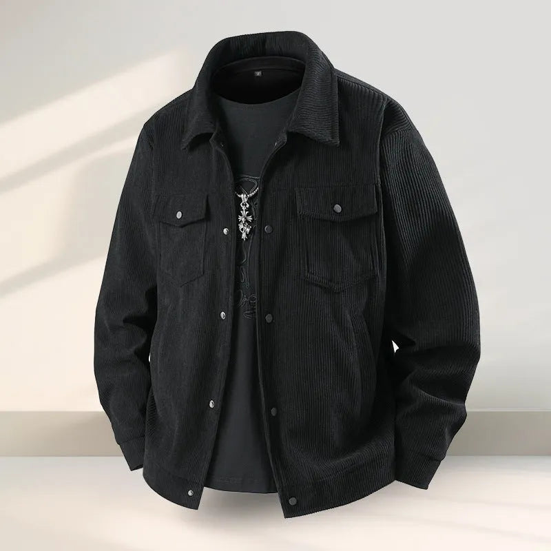 Slim fit Vinylon casual coat on a hanger showing black colour option.
