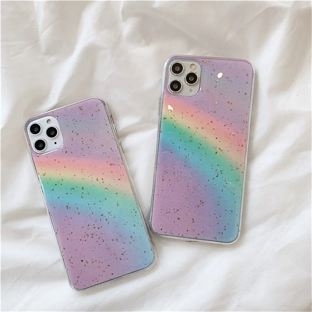 Rainbow gradient stripe design TPU protective case for iPhone models