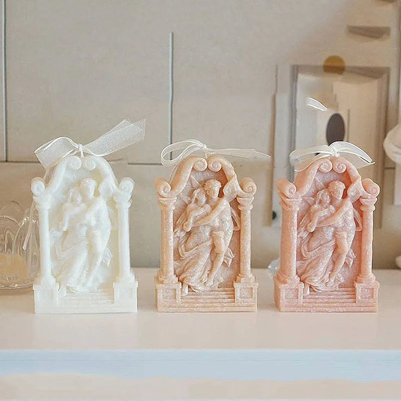 Detailed silicone mould showing an Ancient Greek couple angel design for baking and crafts.