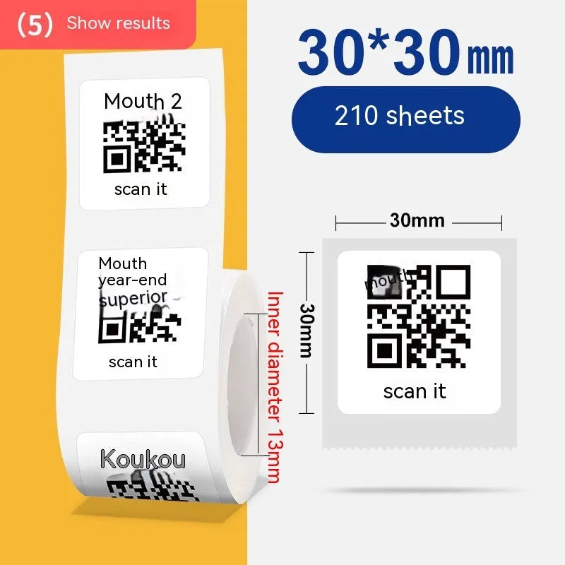 Roll of 160 bright white 40x40mm thermal paper adhesive label stickers for retail pricing