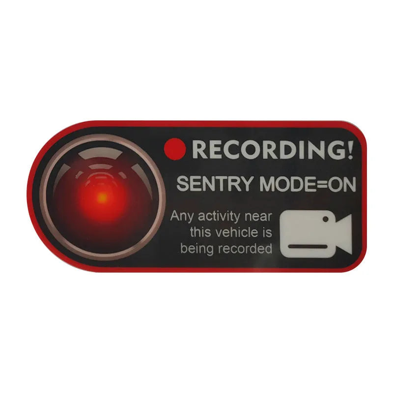 Tesla Sentry Mode warning sticker electrostatic decal measuring 11x5cm