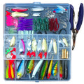 132-piece fishing lure suit with soft baits and hooks in rose red treasure colour