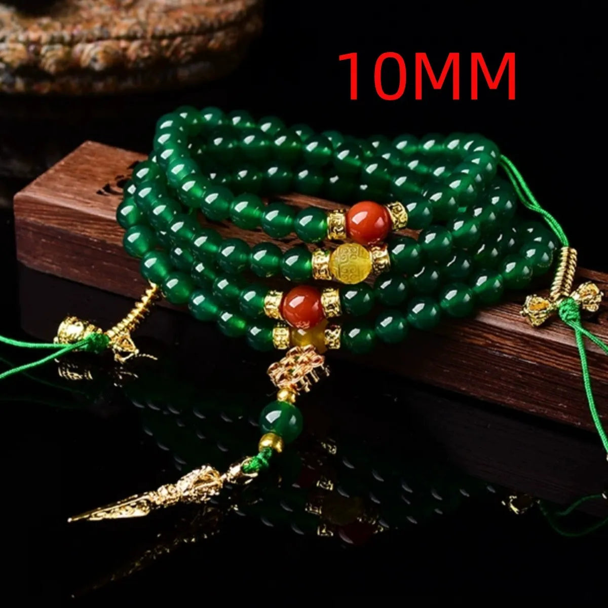 Handcrafted multi-strand bracelet featuring Brazilian natural green agate beads