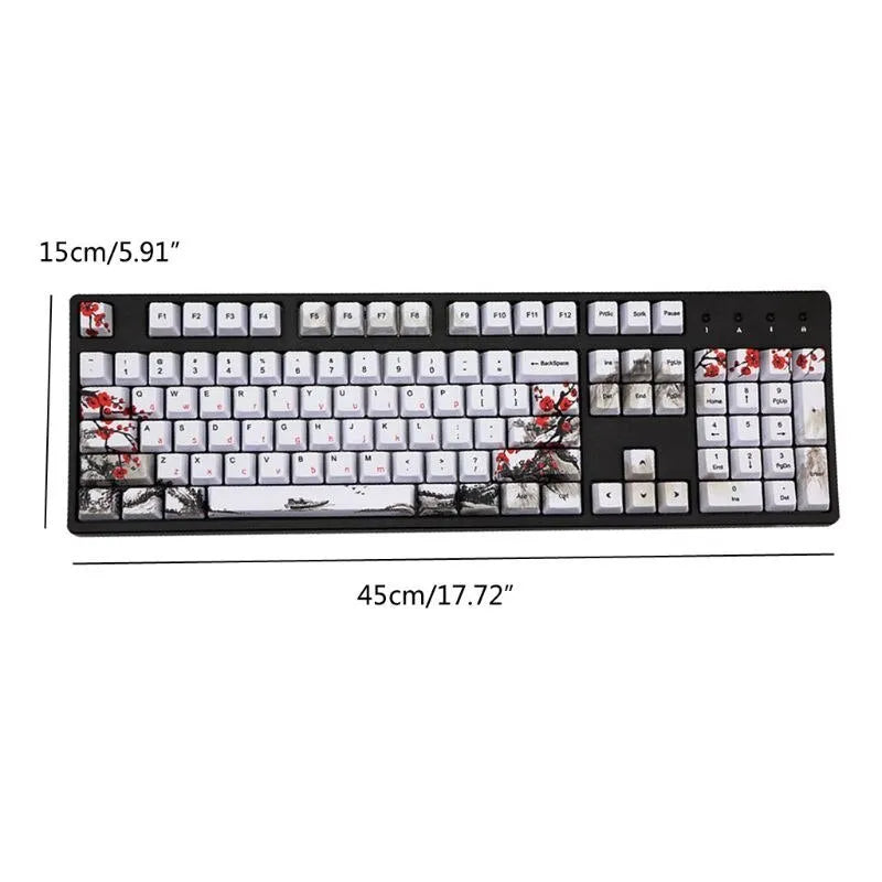 PBT mechanical keyboard keycap set 109 keys OEM height Wangjiang Plum theme five-sided sublimation