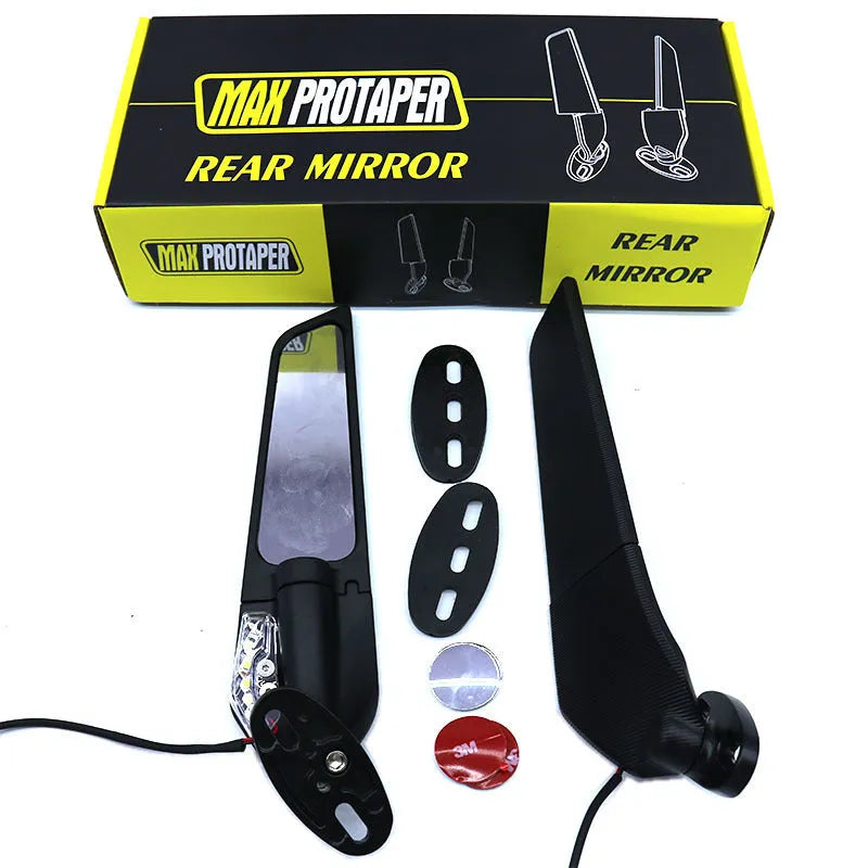 SH-620-5 model aluminium alloy motorcycle spoiler rearview mirror with convex glass and yellow light
