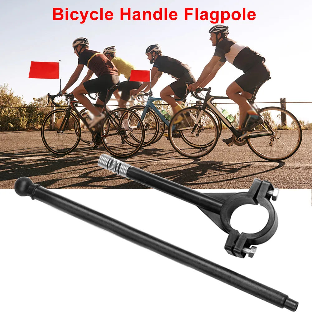 Car cycling handlebar flag pole with square polyester fabric flag for waving displays