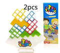 Plastic balance stacking board game with colourful blocks, chassis and base for kids and adults