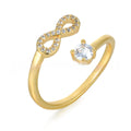 Personalised diamond-shaped open geometric zircon ring showing a letter 'A' in a gold metal setting.