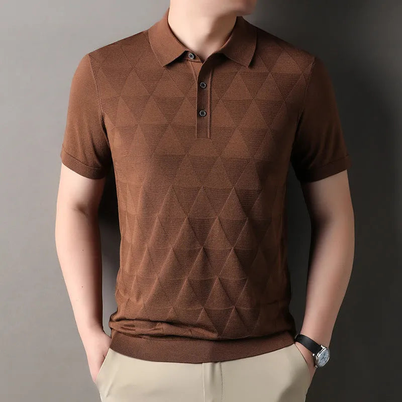 Men's thin ice silk t-shirt in lyocell fabric with short sleeves and regular fit