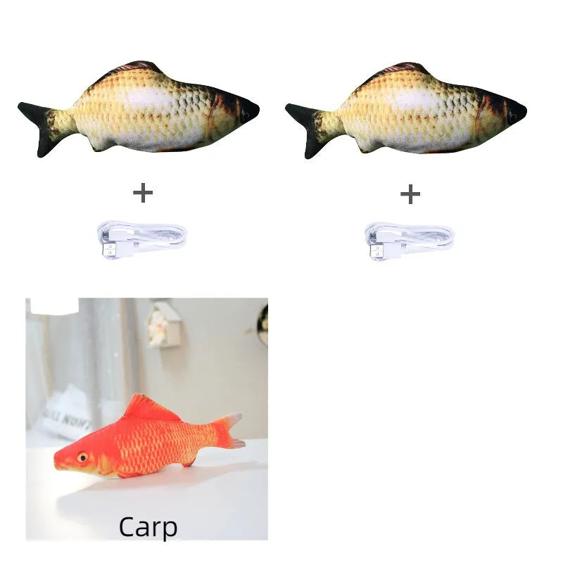 USB rechargeable electric jumping fish cat toy without catnip, 30cm multicolour electronic pet toy