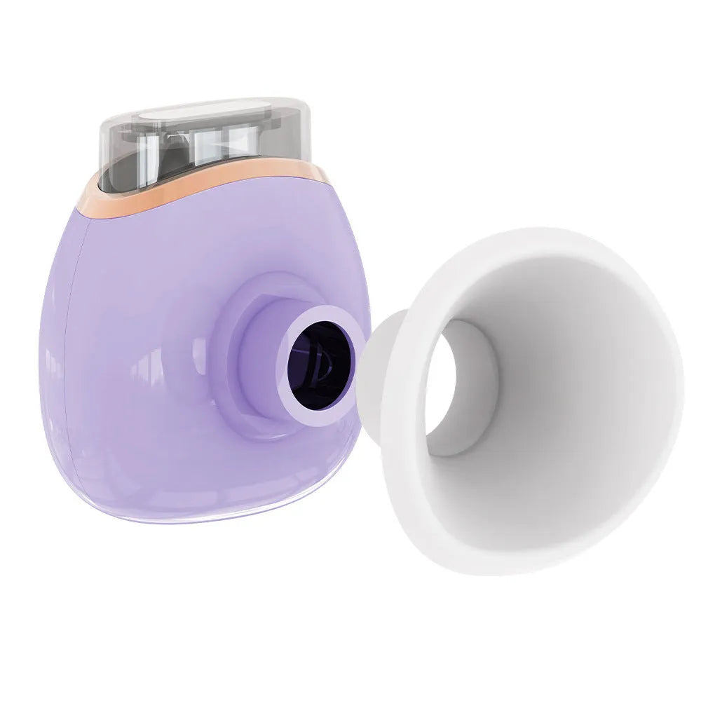 White portable eye humidifier with USB charging cable on wooden table