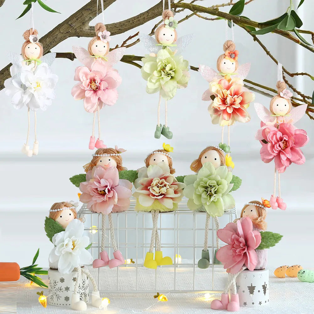 Cloth Easter pendant with elf and flower angel design in four colour options