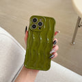 Electroplating three-dimensional wave stripe protective phone case for iPhone 17 series in multiple colour options.
