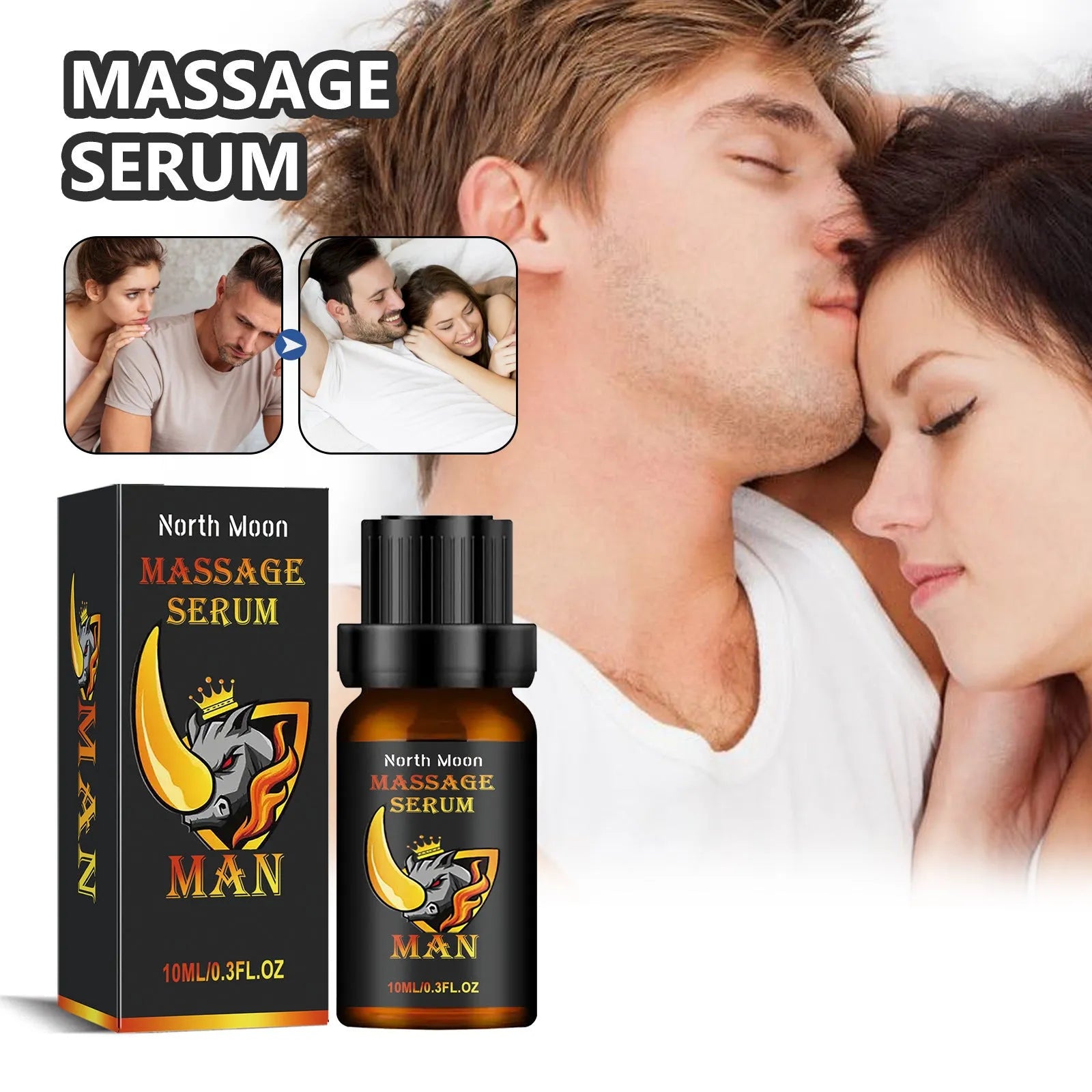 10ml bottle of men's endurance vitality external massage essential oil with dropper.