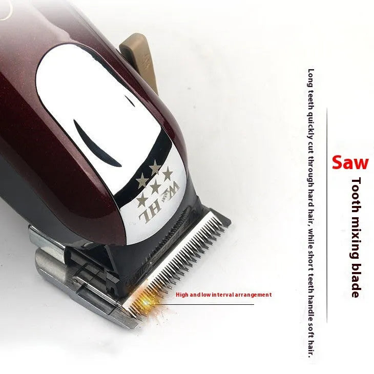 Cordless charging hair clipper with stainless steel blade and EU UK US plug adaptors
