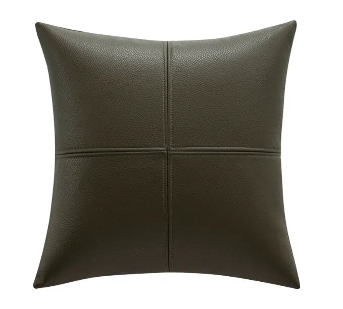 Soft cowhide leather pillow cover in solid colour with Nordic style design