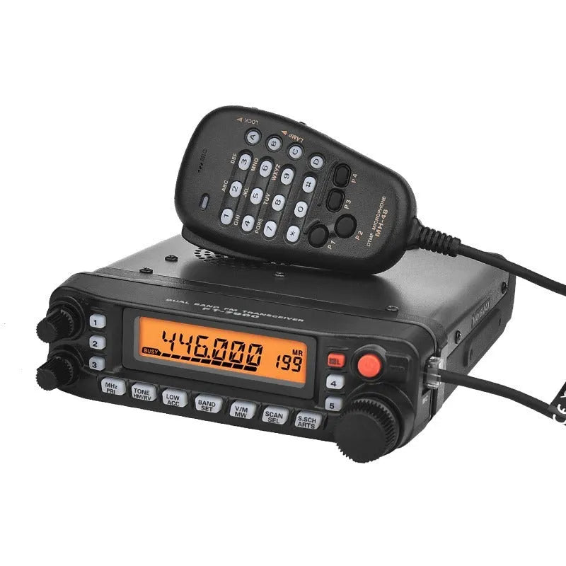 High-power radio car interphone with walkie-talkie handset and antenna clamp for self-driving tour communication