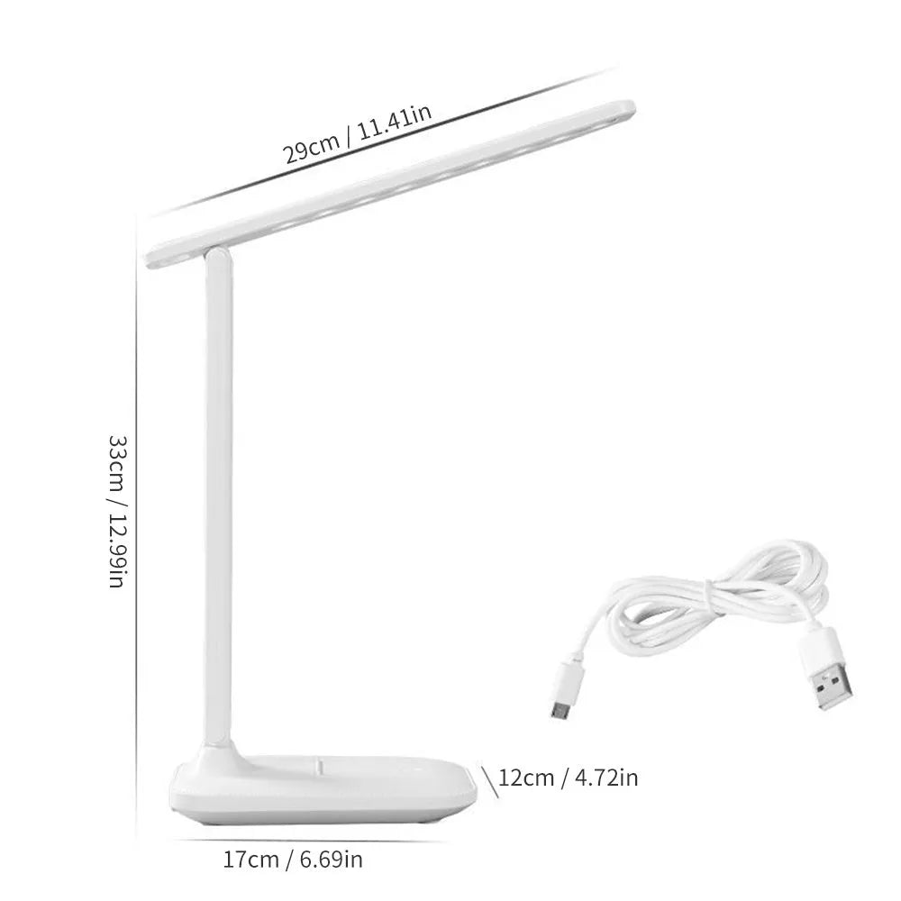 White touch-control bedside lamp with dimming settings for a child's bedroom