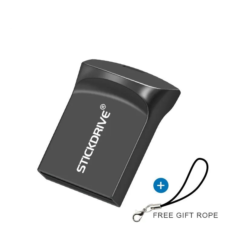 Metal USB flash drive with necklace chain in black and silver colour options
