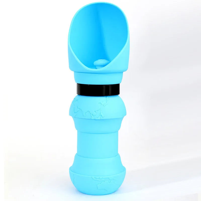 Silicone pet folding water cup collapsed and open, showing 350ml and 550ml size options in various colours