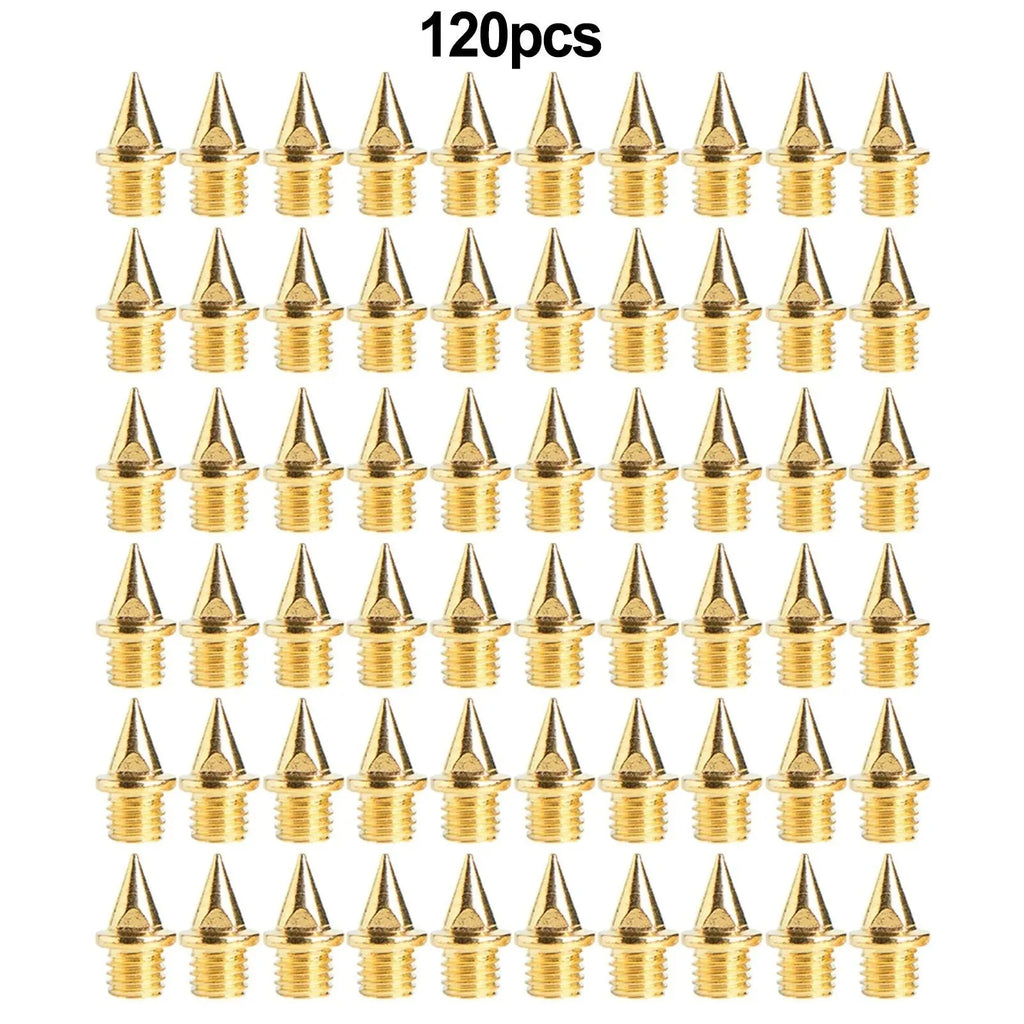 120 steel track and field running spikes in gold and silver colours for replacement use
