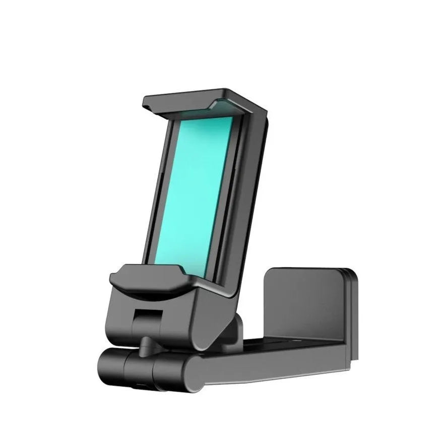 Foldable rotating phone holder in black, green or grey with universal smartphone compatibility