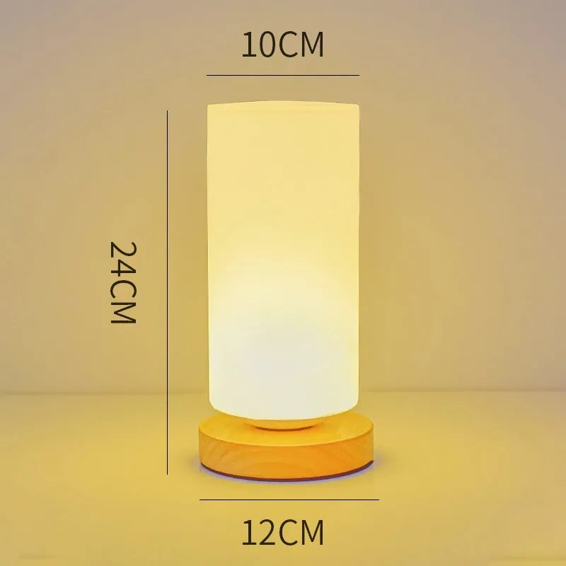 Nordic solid wood USB table lamp with flower shape and touch dimming controls