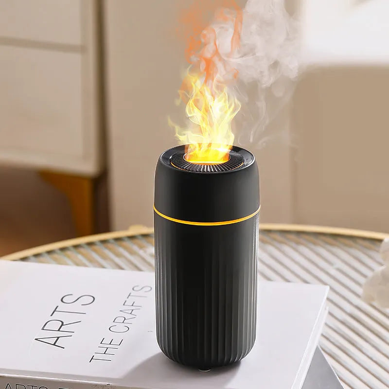Black or white car flame aroma diffuser automatic sprayer measuring 70x70x143mm