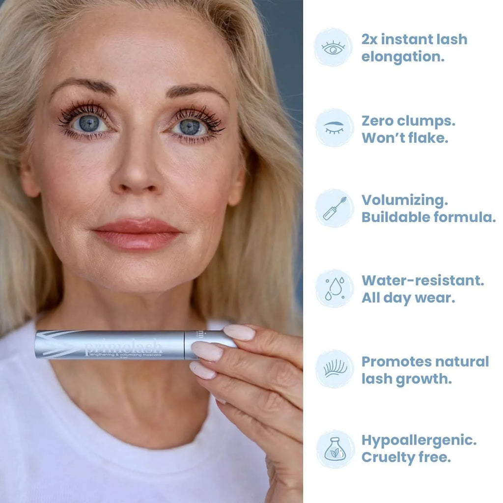 Eyelash brush and comb beauty tool with included eye black product in packaging.