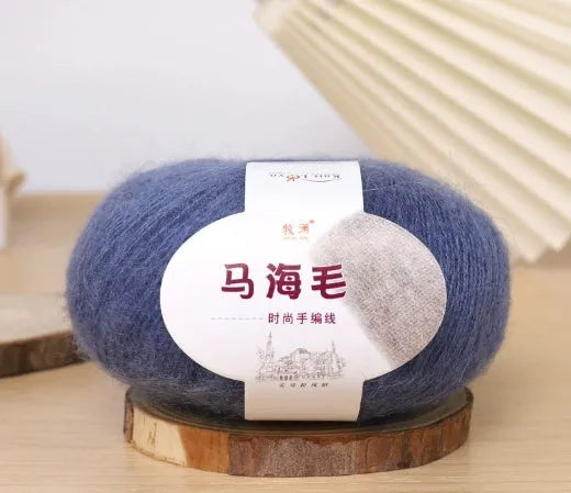 Hand-woven mohair wool ball for DIY scarf knitting projects in multiple colour options
