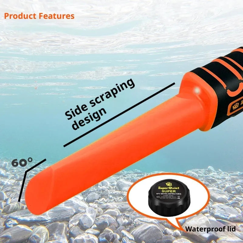 Fully waterproof outdoor metal detector 300x80x80mm green without battery with leather case