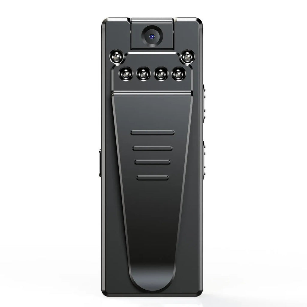 Black 1080p HD DV home camera with 90‑degree rotation on a flat surface.