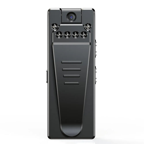 Black 1080p HD DV home camera with 90‑degree rotation on a flat surface.