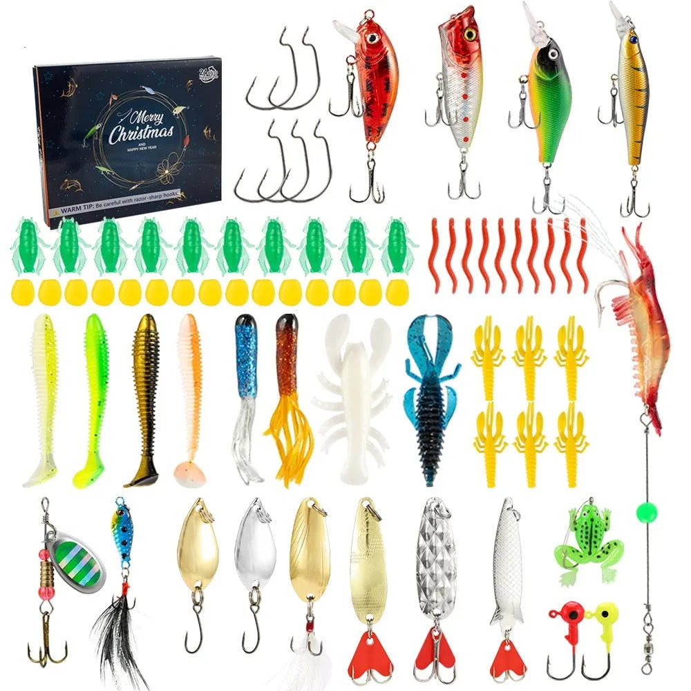 24-piece Christmas mino bog fishing blind box set with metal construction in 01 style colour