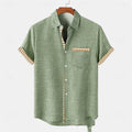 Linen short sleeve shirt with ocean fish pattern in loose casual fit for teenagers