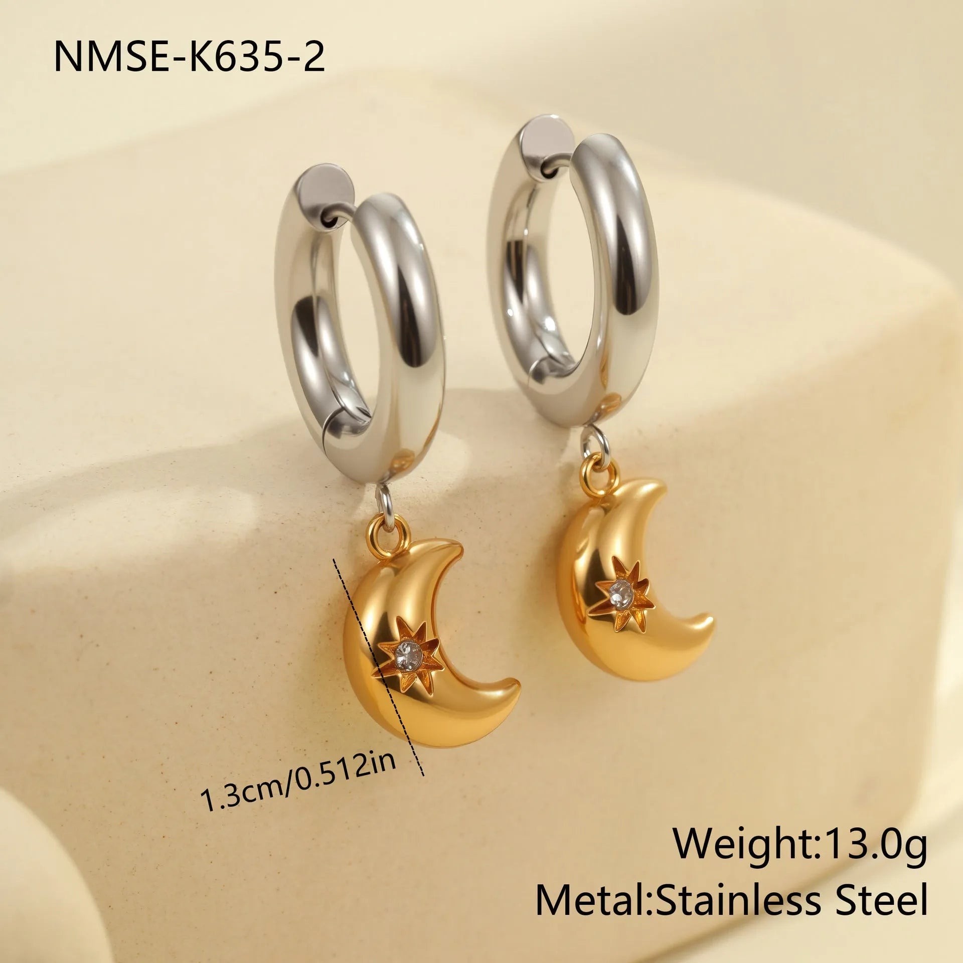 Stainless steel Christmas tree heart earrings with 18K gold electroplated finish