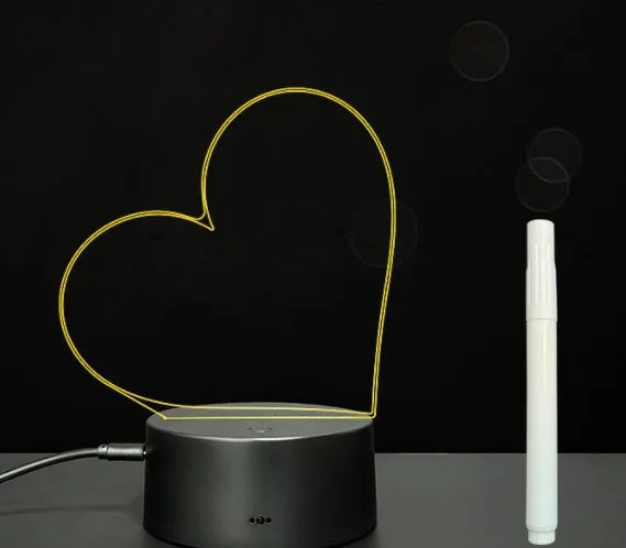 Black crack touch colour 3D acrylic message board night light with remote control and stylus on desk