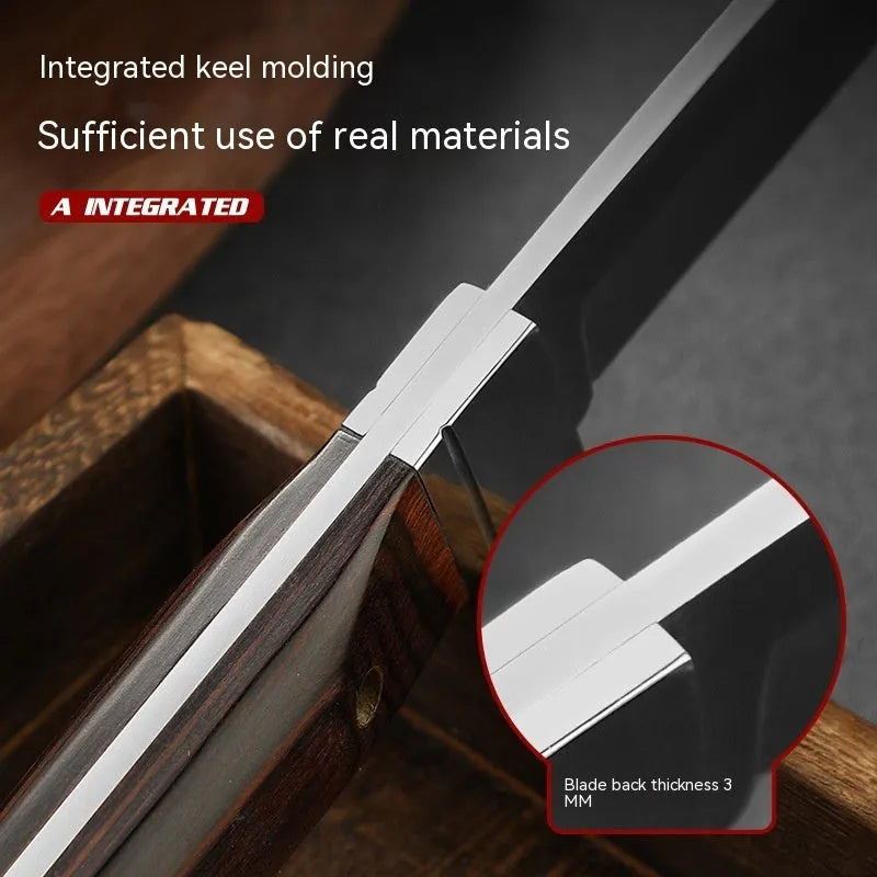 Camping multifunctional portable fruit knife with stainless steel blade and leather case