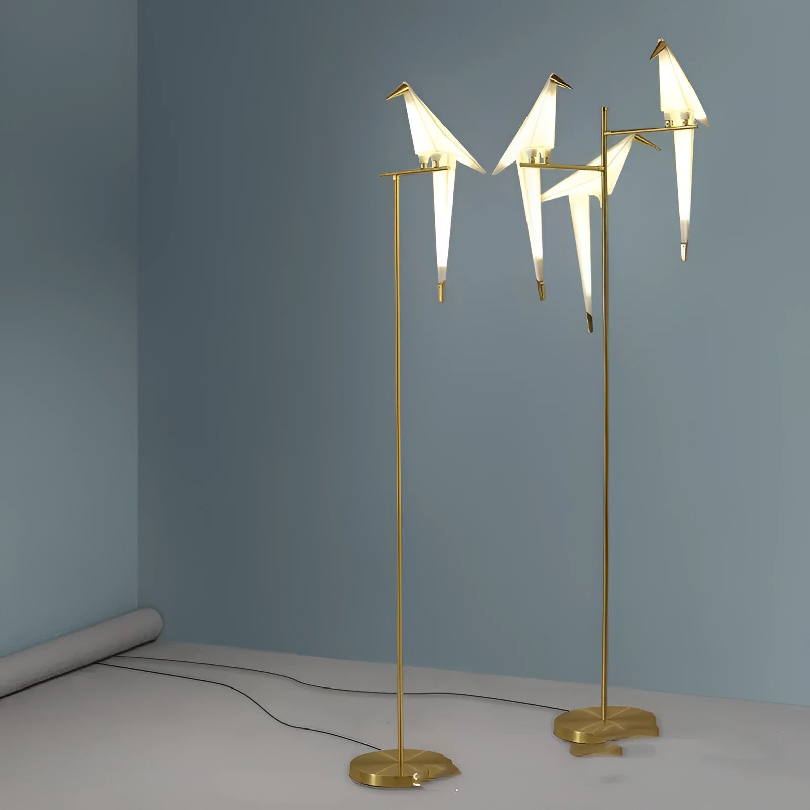 Paper crane iron lampshade warm light floor lamp for living room bedroom
