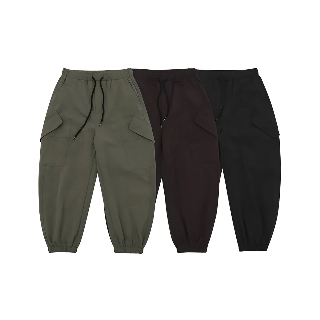Fall Casual Trousers for Men in Polyester with Low Waist and Micro Elasticity, Available in Black Army Green Dark Purple, Sizes M L XL XXL for Everyday Wear