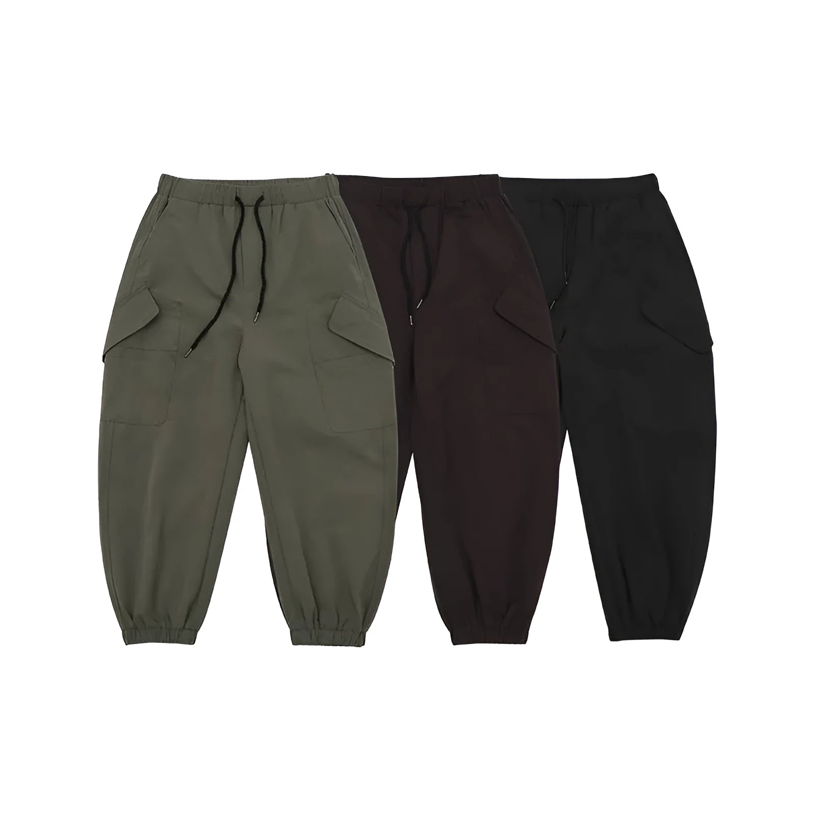 Fall Casual Trousers for Men in Polyester with Low Waist and Micro Elasticity, Available in Black Army Green Dark Purple, Sizes M L XL XXL for Everyday Wear