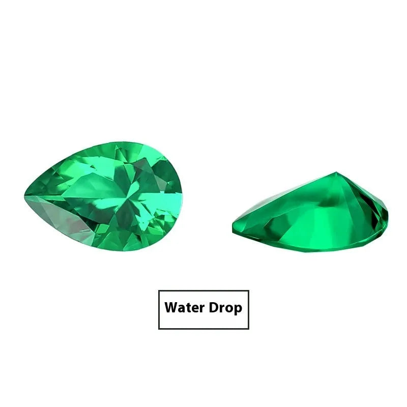 Cultivated emerald gemstone in Columbia green treasure colour showing round and rectangular cuts